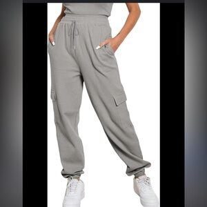 🆕 Aleumdr Women's Loose Waffle Knit Cargo Joggers Size Small